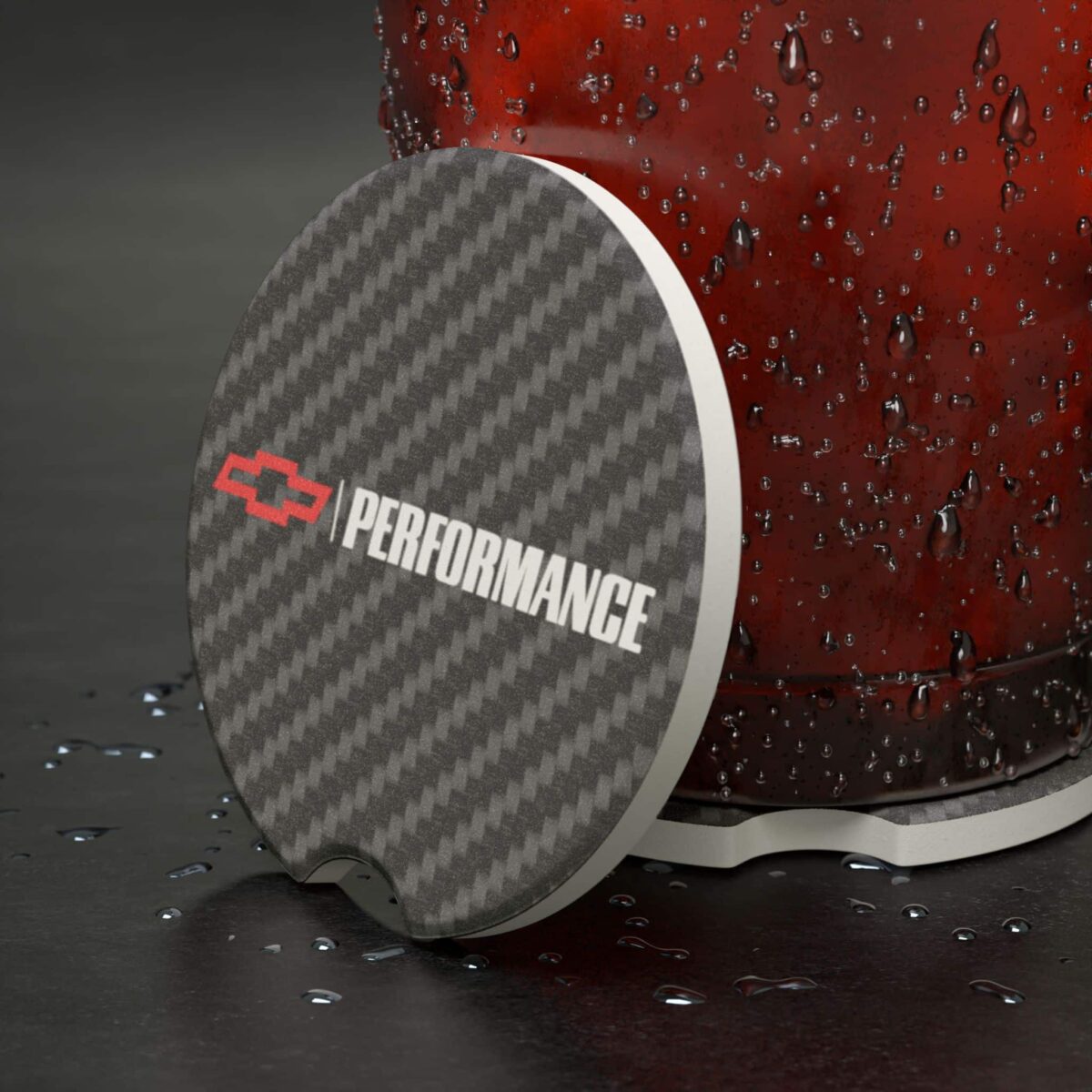 Chevy Performance Carbon Fiber Soapstone Car Coaster