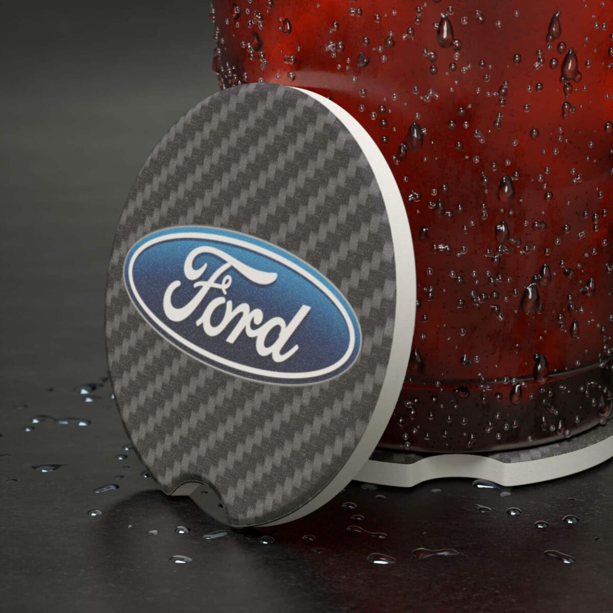 Ford Soapstone Carbon Fiber Car Coaster