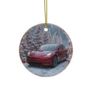 Tesla Model 3 Ceramic Christmas Ornament