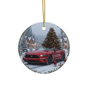 Mustang Ceramic Christmas Ornament