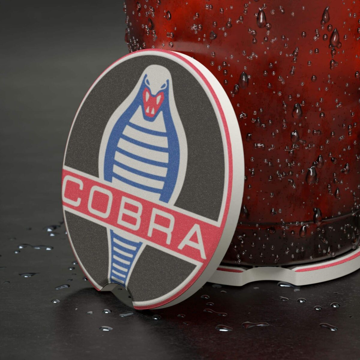 Mustang Cobra Carbon Fiber Soapstone Car Coaster
