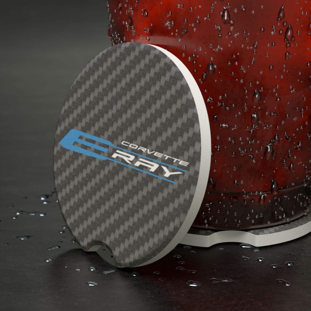 Corvette Eray Carbon Fiber Soapstone Car Coaster