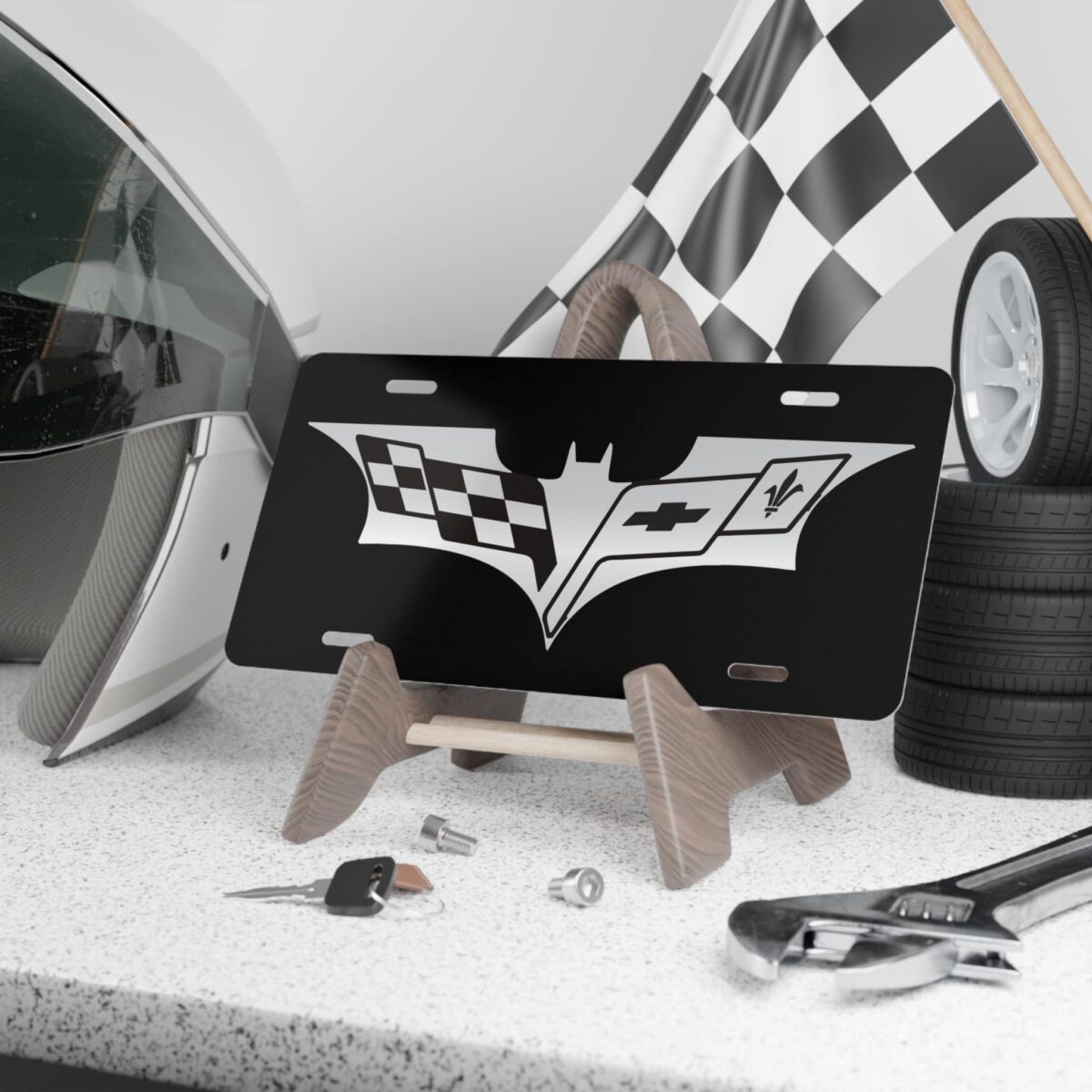 Corvette Batman Silver License Plate