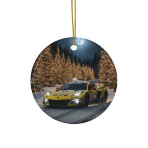 Corvette C8R Ceramic Christmas Ornament