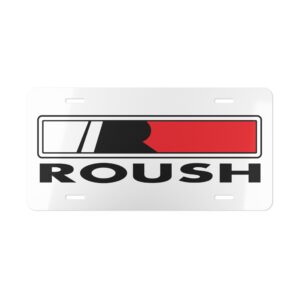 Roush Red Black Rectangle Emblem License Plate