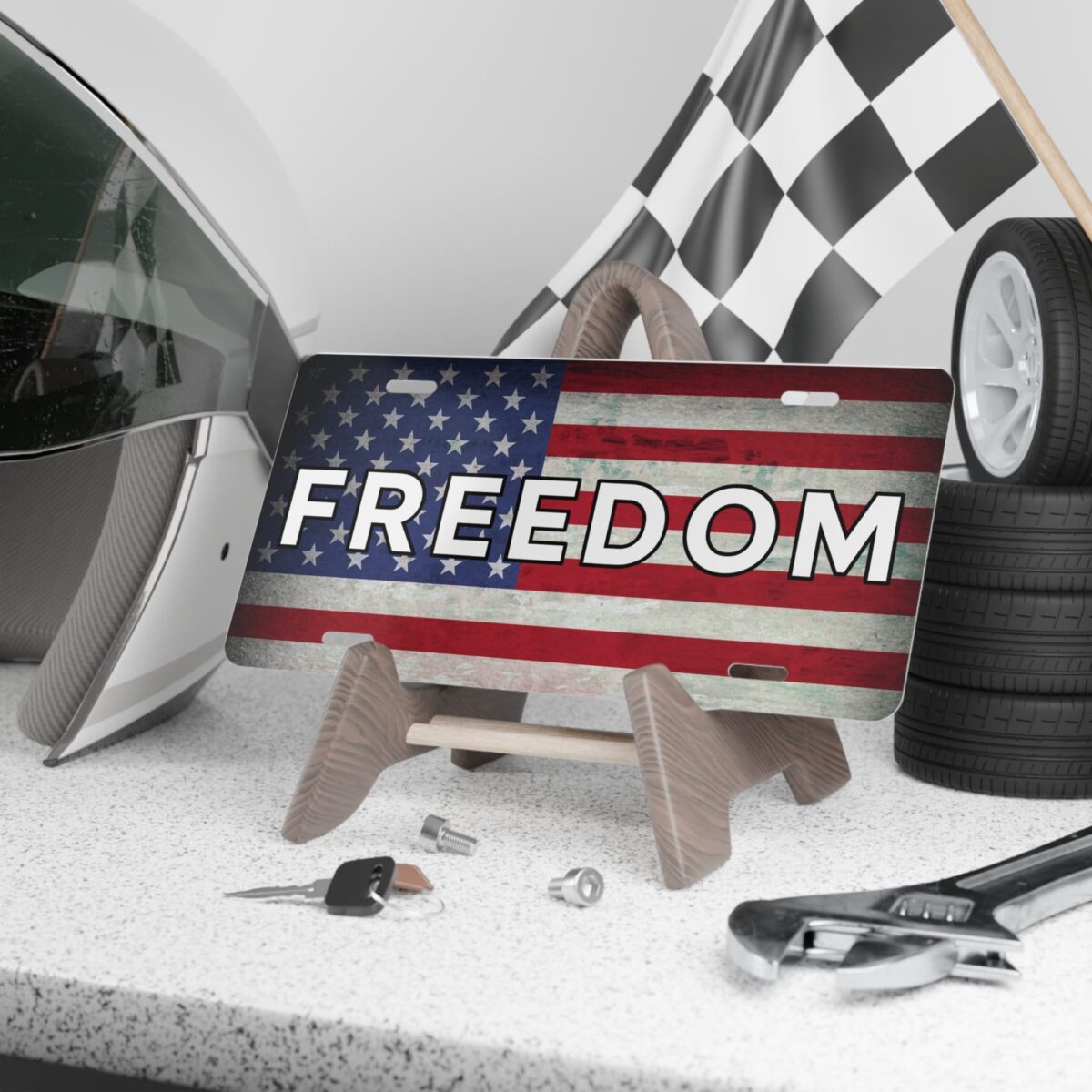 Charlie Kirk American Flag Freedom License Plate