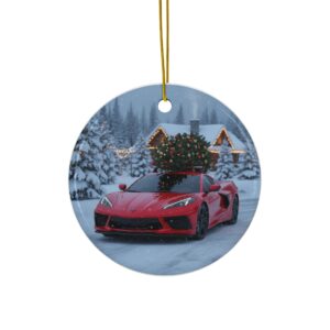 Corvette C8 Ceramic Christmas Ornament