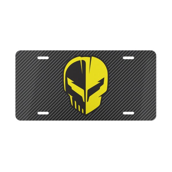 Corvette C8 Jake Skull Yellow Carbon Fiber License Plate