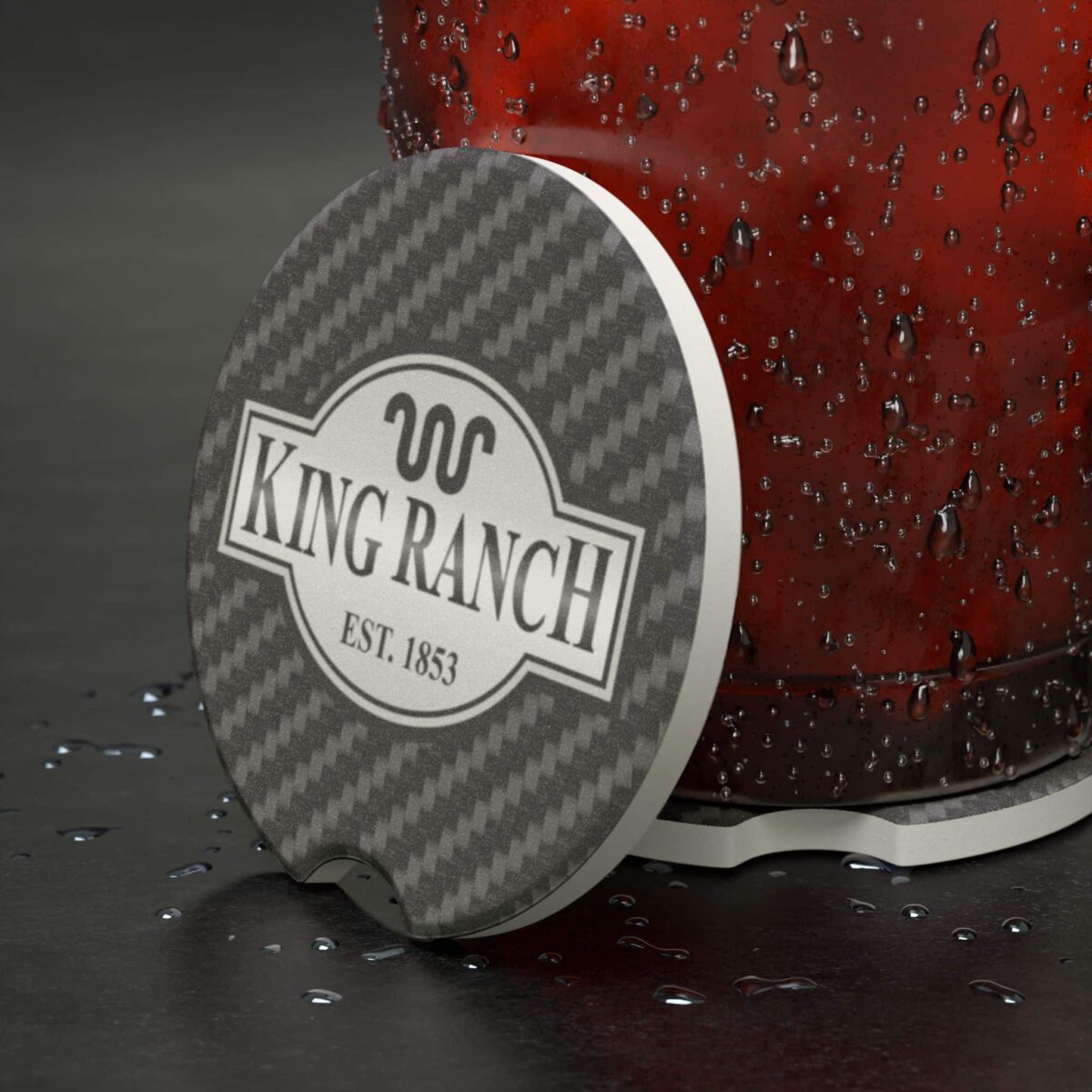 King Ranch Carbon Fiber Soapstone Car Coaster