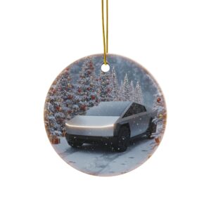 Tesla Cybertruck Ceramic Christmas Ornament