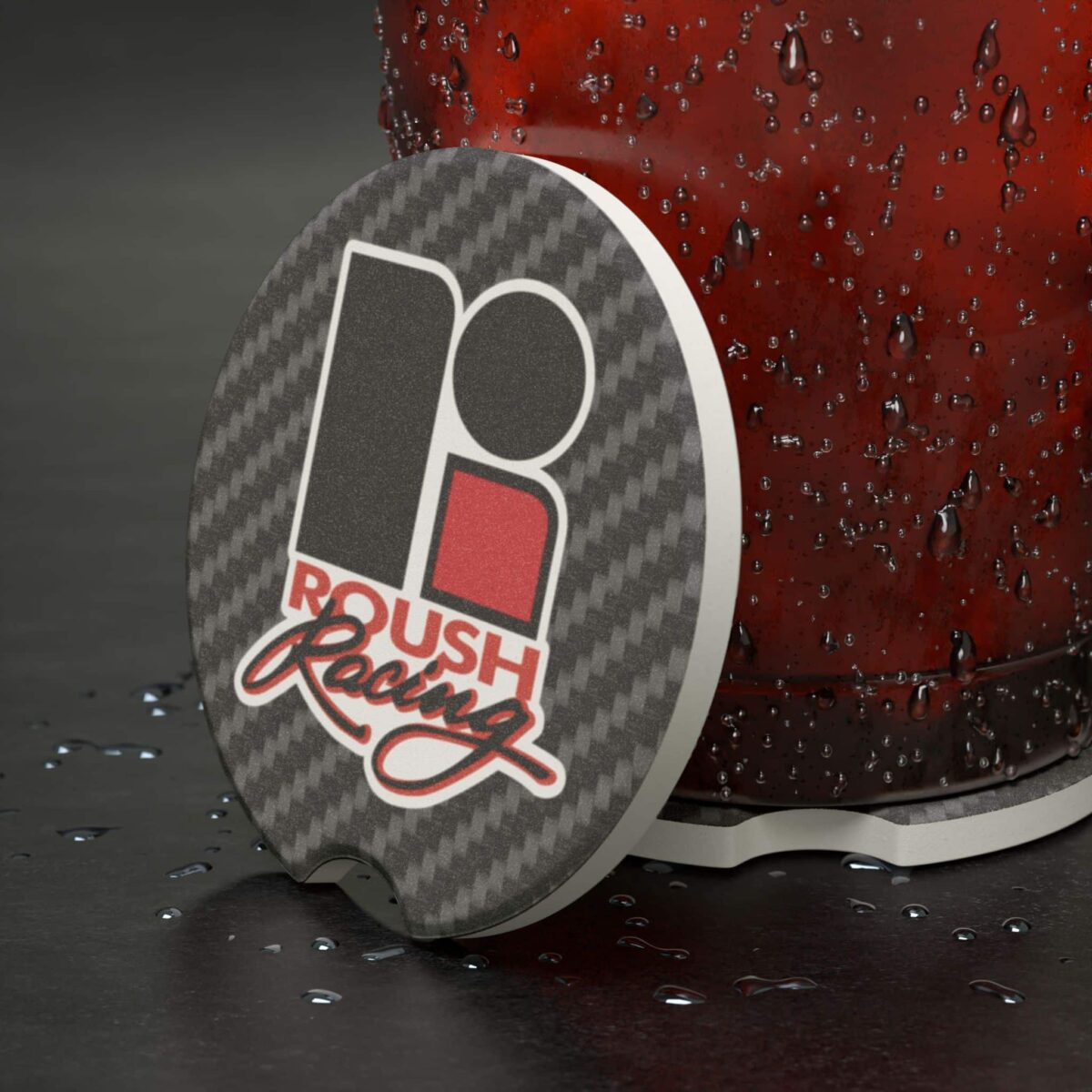 Roush Racing Carbon Fiber Soapstone Car Coaster