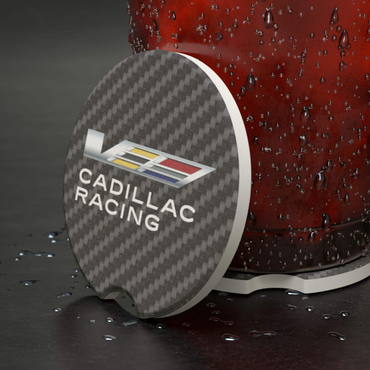 Cadillac V Racing Carbon Fiber Soapstone Car Coaster