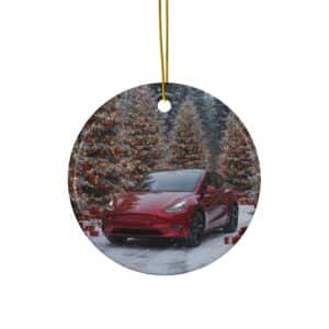 Tesla Model Y Ceramic Christmas Ornament