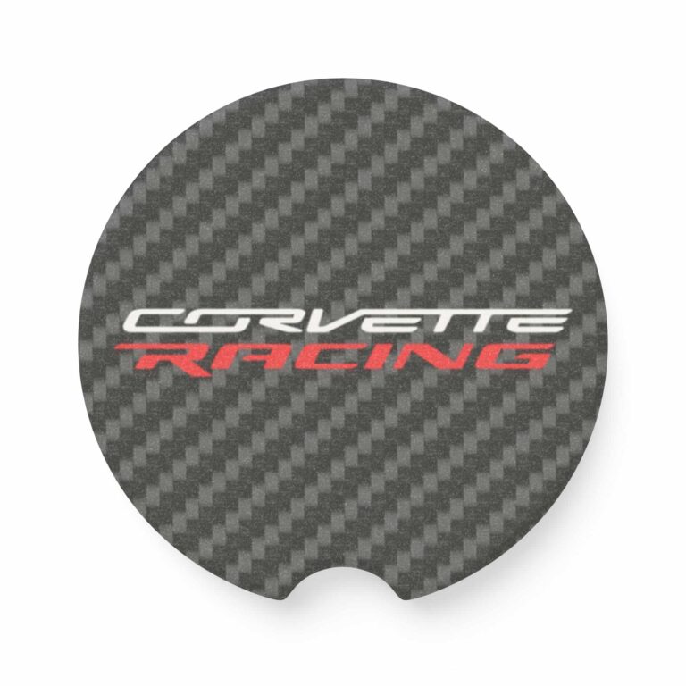 Corvette Racing Carbon Fiber Soapstone Car Coaster