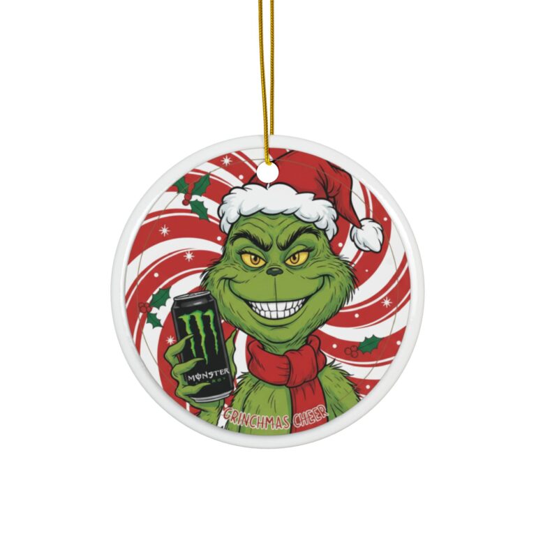 Grinch Monster Enegy Ceramic Christmas Ornament