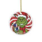 Grinch Red Bull Ceramic Christmas Ornament
