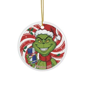 Grinch Red Bull Ceramic Christmas Ornament