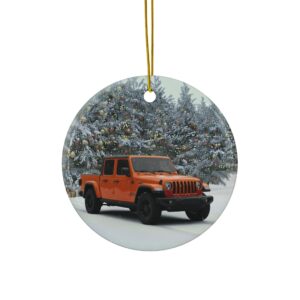 Jeep Gladiator Orange Ceramic Christmas Ornament