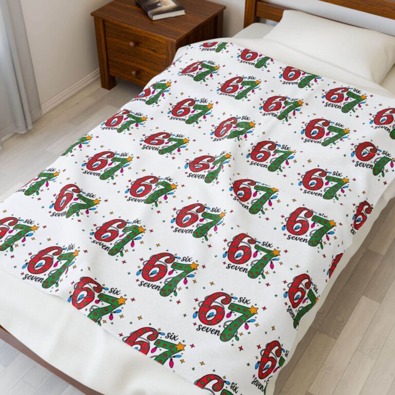 “67” Velveteen Plush Blanket Soft Festive Six Seven Holiday Throw