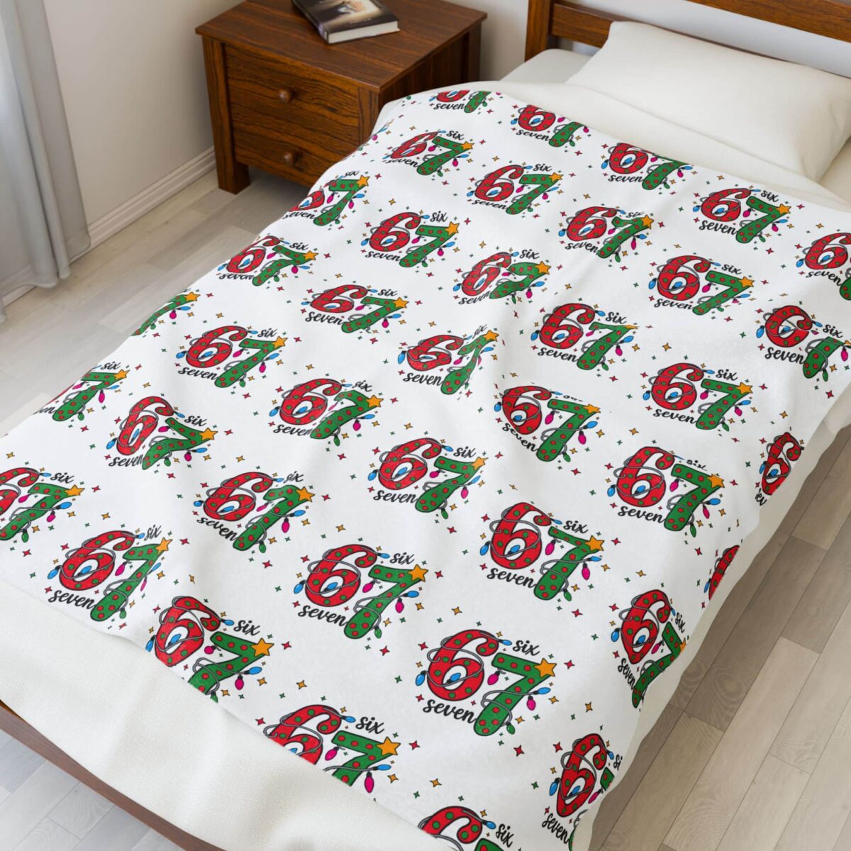 “67” Velveteen Plush Blanket Soft Festive Six Seven Holiday Throw