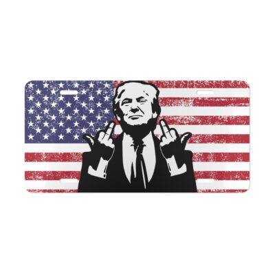 Trump American Flag Middle Finger License Plate