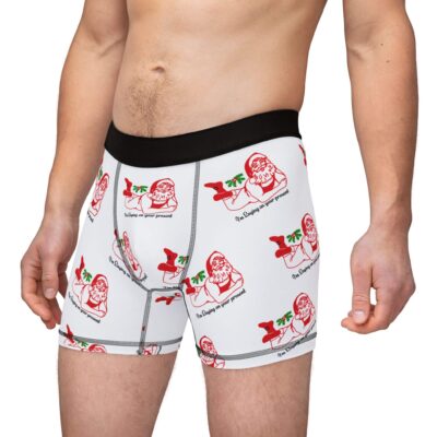 “I’m Laying on Your Present” Santa Men’s Boxer Briefs  Funny Holiday Underwear