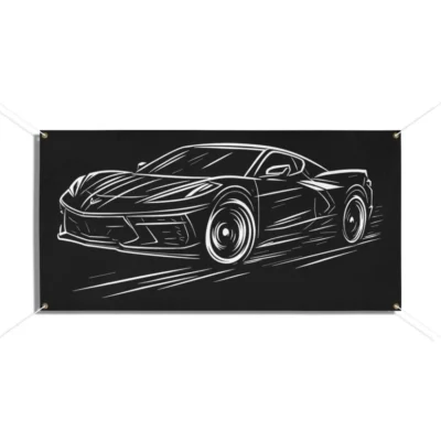 Corvette C8 Line Art Series Garage Banner