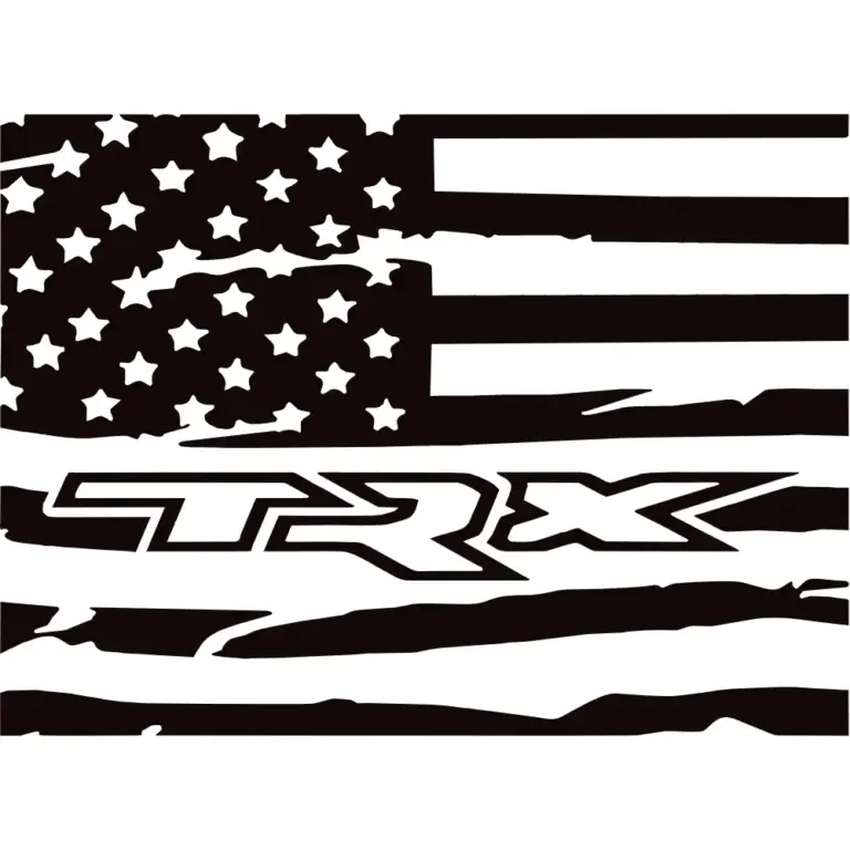 2009+ RAM TRX Distressed American Flag Rear Sliding Window Decal