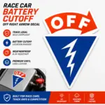 Race Car Battery Cutoff Right Arrow Decal