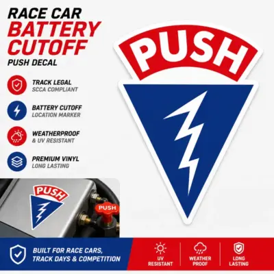 Race Car Battery Cutoff Push Decal