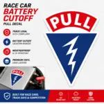 Race Car Battery Cutoff Pull Decal