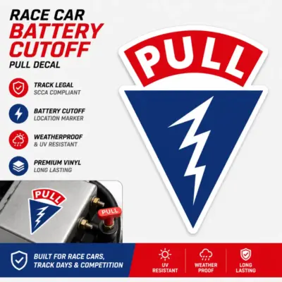Race Car Battery Cutoff Pull Decal