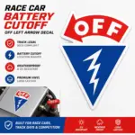 Race Car Battery Cutoff Left Arrow Decal