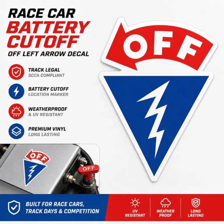 Race Car Battery Cutoff Left Arrow Decal