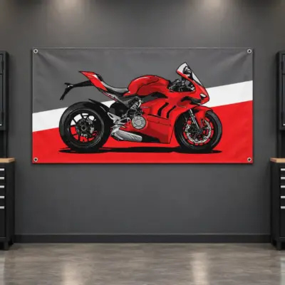 Red Superbike Racing Garage Banner