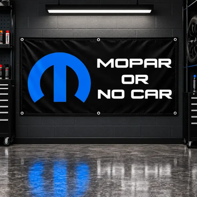 Mopar Or No Car Garage Banner